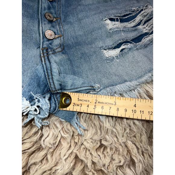 Kancan women’s button zipper distressed blue jeans shorts - Picture 5 of 9